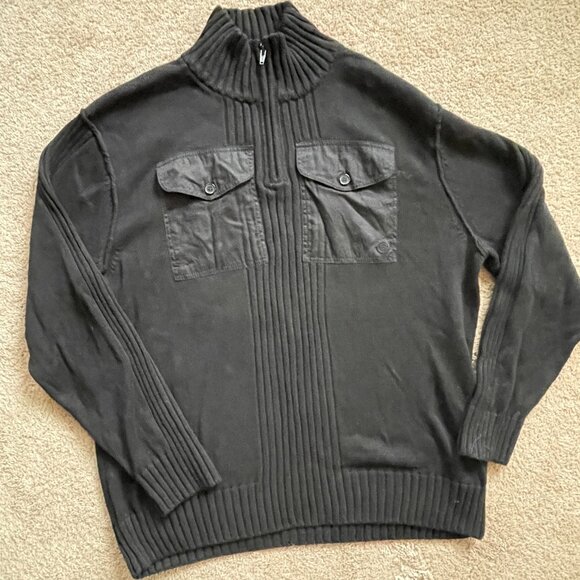 NWT Solaris 100%Cotton Front Pocket Ribbed 1/4 Zip Military Style Sweater MenXXL - Picture 4 of 10